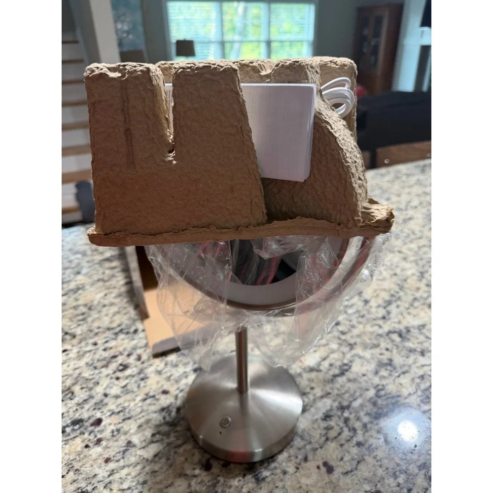 Conair HALO Lighted Vanity Mirror Rechargeable Touch Control Oval Satin Nickel